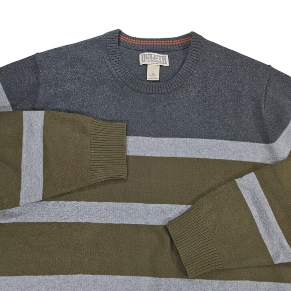 Duluth Strongarm Crew Sweater Mens XL Gray Brown Colorblock Outdoor Casual - Picture 1 of 8
